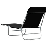 Folding Sun Loungers 2 pcs Steel and Fabric Black