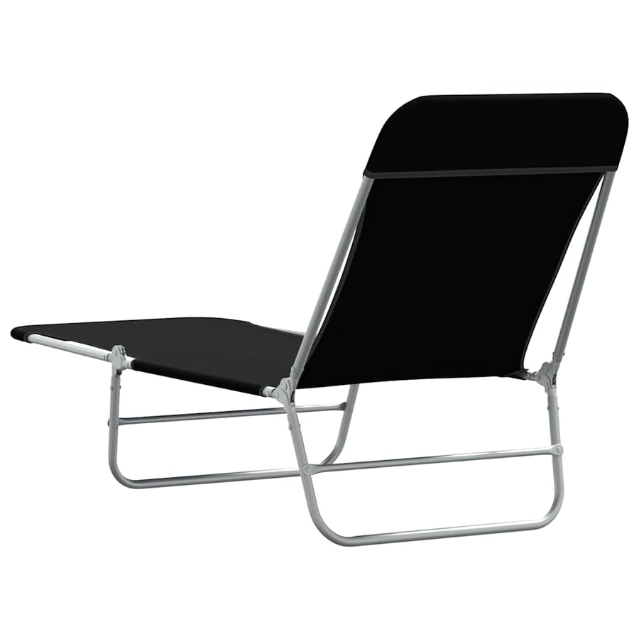 Folding Sun Loungers 2 pcs Steel and Fabric Black