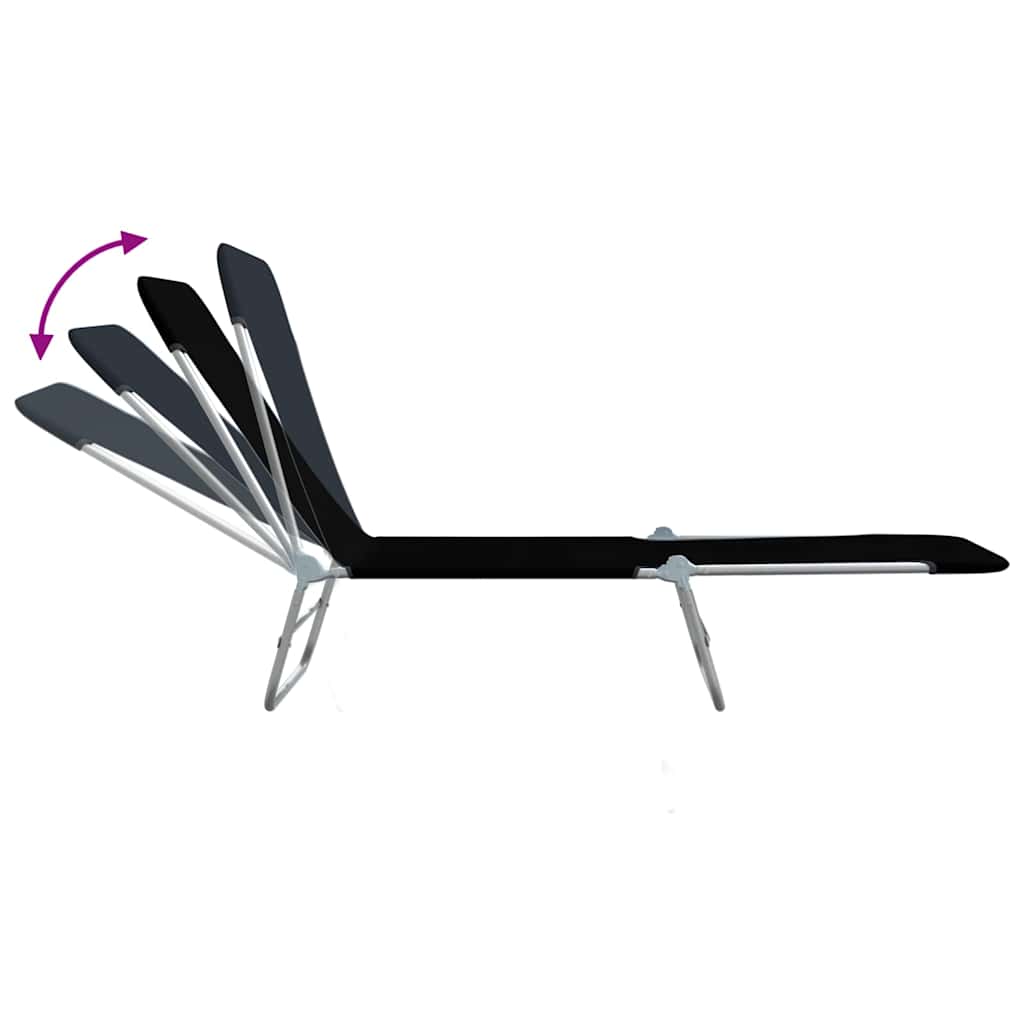 Folding Sun Loungers 2 pcs Steel and Fabric Black