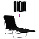 Folding Sun Loungers 2 pcs Steel and Fabric Black