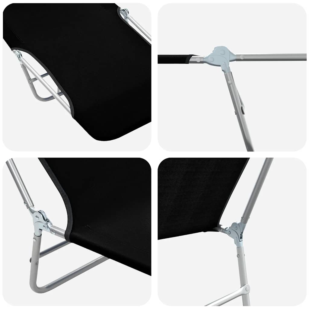 Folding Sun Loungers 2 pcs Steel and Fabric Black