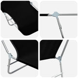 Folding Sun Loungers 2 pcs Steel and Fabric Black - Low Angle