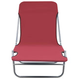 Folding Sun Loungers 2 pcs Steel and Fabric Red - Side View