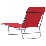 Folding Sun Loungers 2 pcs Steel and Fabric Red - 45-Degree Angle