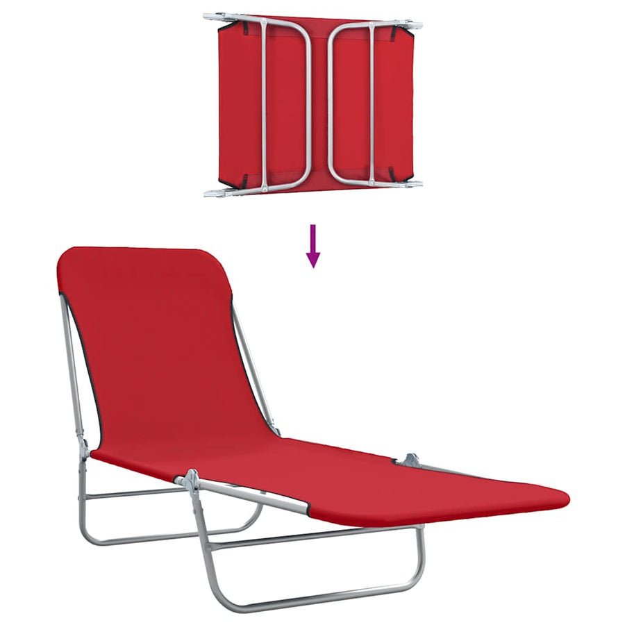 Folding Sun Loungers 2 pcs Steel and Fabric Red