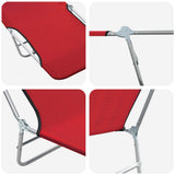 Folding Sun Loungers 2 pcs Steel and Fabric Red - Low Angle