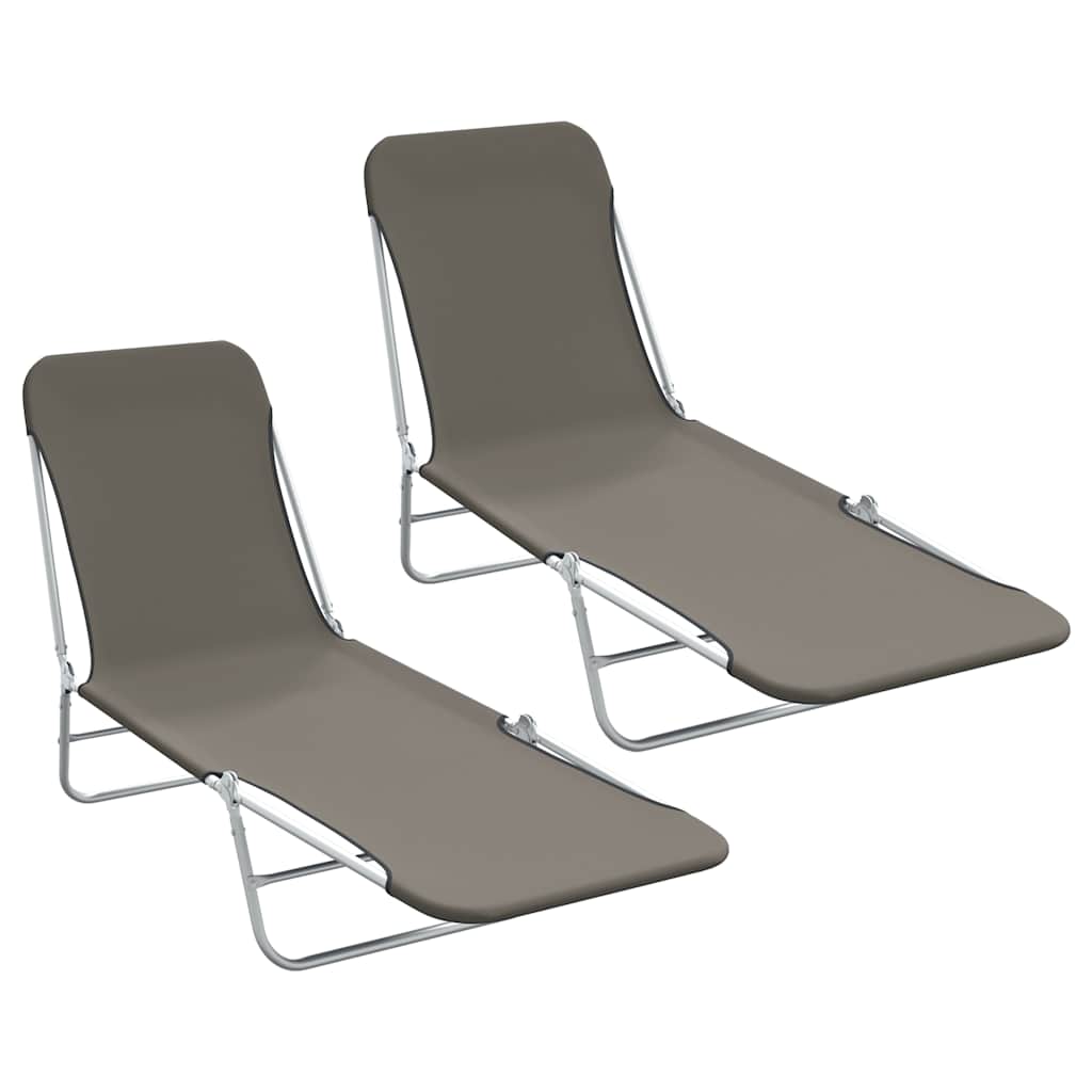Folding Sun Loungers 2 pcs Steel and Fabric Grey