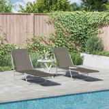 Folding Sun Loungers 2 pcs Steel and Fabric Grey