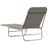 Folding Sun Loungers 2 pcs Steel and Fabric Grey - 45-Degree Angle
