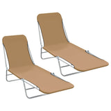 Folding Sun Loungers 2 pcs Steel and Fabric Taupe
