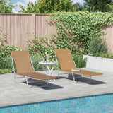 Folding Sun Loungers 2 pcs Steel and Fabric Taupe