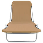 Folding Sun Loungers 2 pcs Steel and Fabric Taupe