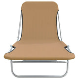 Folding Sun Loungers 2 pcs Steel and Fabric Taupe - Side View