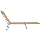 Folding Sun Loungers 2 pcs Steel and Fabric Taupe - Top-Down View