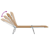 Folding Sun Loungers 2 pcs Steel and Fabric Taupe - Rear View
