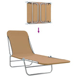 Folding Sun Loungers 2 pcs Steel and Fabric Taupe - Close-Up Angle