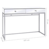 Mirrored Console Table Steel and Glass 107x33x77 cm