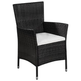3 Piece Bistro Set Poly Rattan Black - Front View