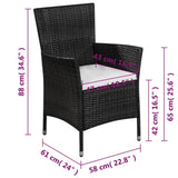 3 Piece Bistro Set Poly Rattan Black - Top-Down View