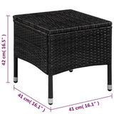 3 Piece Bistro Set Poly Rattan Black - 45-Degree Angle