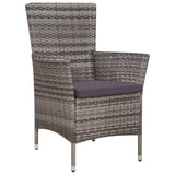 3 Piece Bistro Set Poly Rattan Grey - Front View