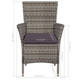3 Piece Bistro Set Poly Rattan Grey