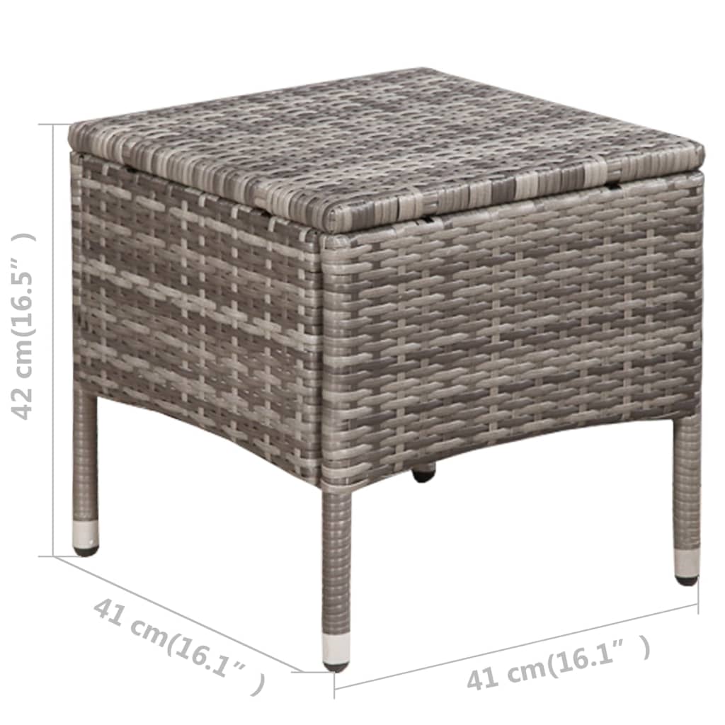 3 Piece Bistro Set Poly Rattan Grey