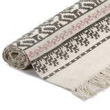 Kilim Rug Cotton 120x180 cm with Pattern Grey/Pink