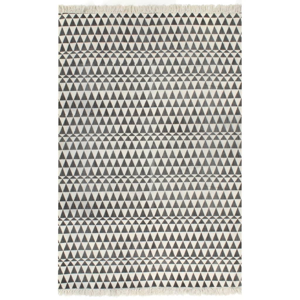 Kilim Rug Cotton 120x180 Cm With Pattern Black/white
