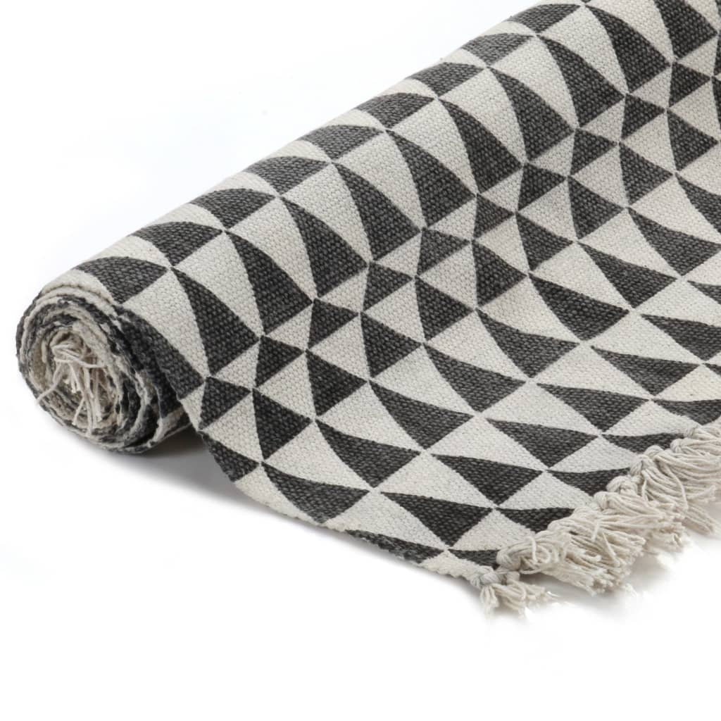 Kilim Rug Cotton 120x180 Cm With Pattern Black/white