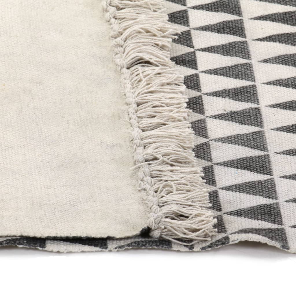 Kilim Rug Cotton 120x180 Cm With Pattern Black/white