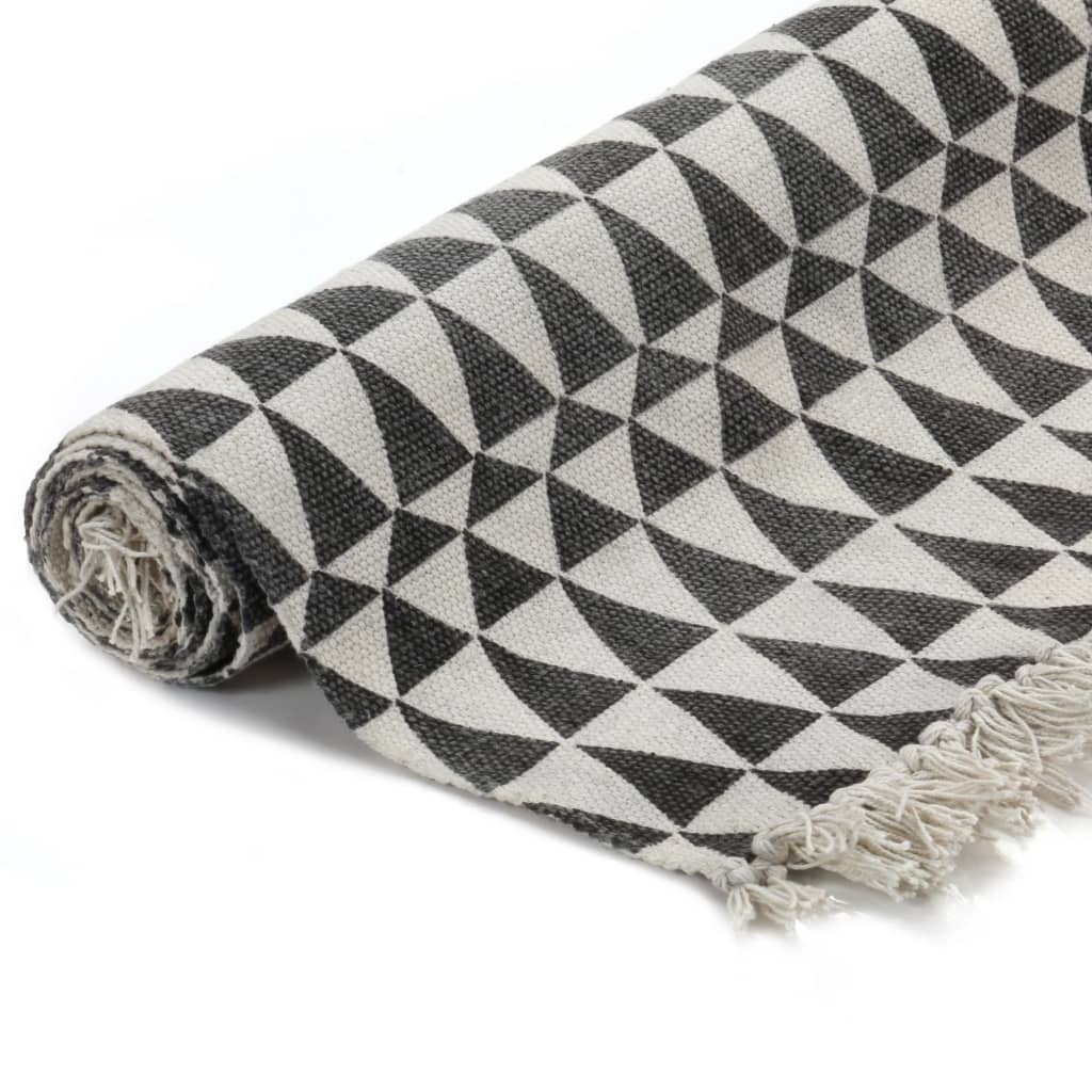 Kilim Rug Cotton 160x230 Cm With Pattern Black/white