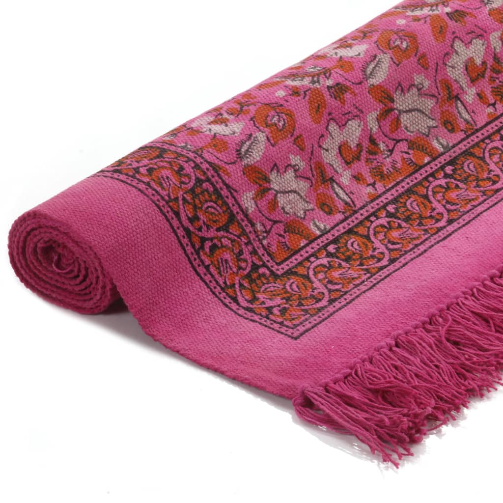 Kilim Rug Cotton 160x230 Cm With Pattern Fachsia