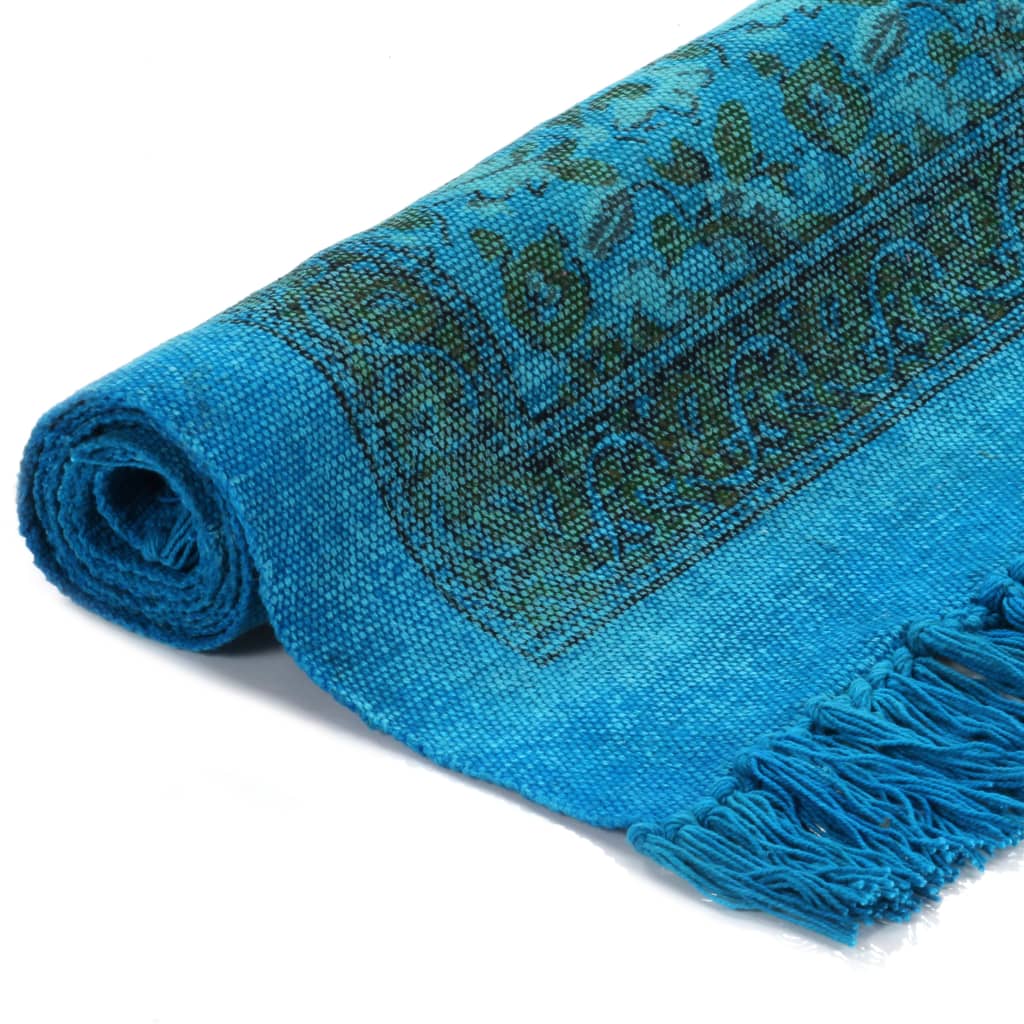 Kilim Rug Cotton 120x180 cm with Pattern Turquoise