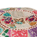 Patchwork Pouffe Round Cotton Handmade 40x20 cm Beige