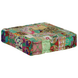 Patchwork Pouffe Square Cotton Handmade 50x50x12 Cm Green - Side View