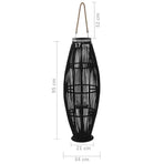 Hanging Candle Lantern Holder Bamboo Black 95 cm