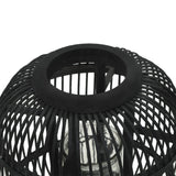Freestanding Candle Lantern Holder Bamboo Black - Side View