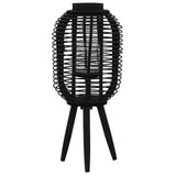 Freestanding Candle Lantern Holder Bamboo Black