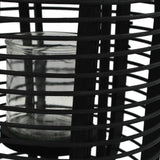 Freestanding Candle Lantern Holder Bamboo Black - Side View