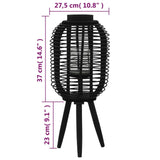 Freestanding Candle Lantern Holder Bamboo Black - Top-Down View