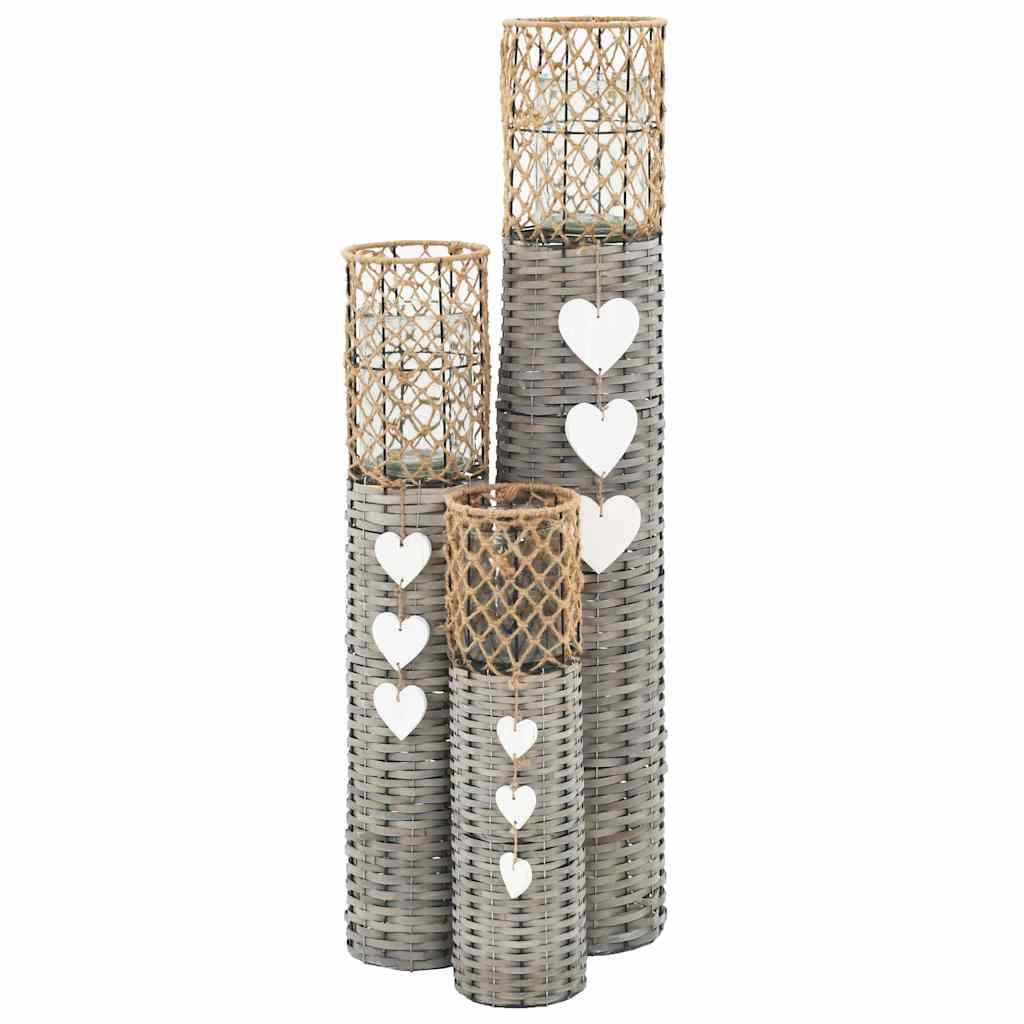 Freestanding Candle Lanterns 3 pcs Wicker