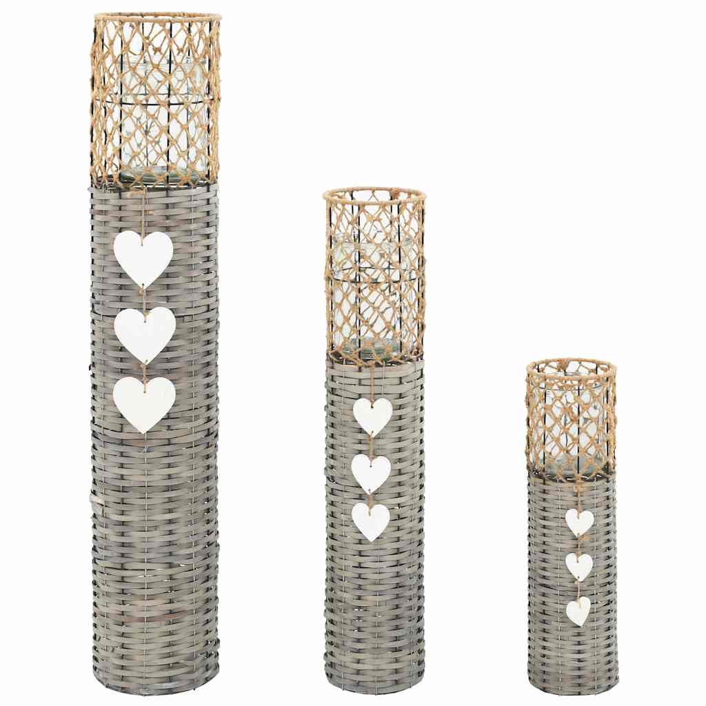 Freestanding Candle Lanterns 3 pcs Wicker