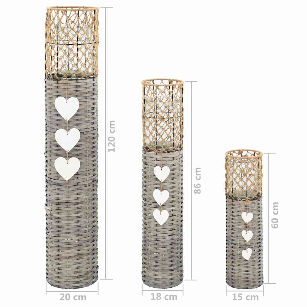 Freestanding Candle Lanterns 3 pcs Wicker