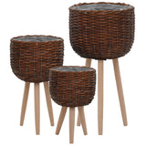 Planter 3 pcs Wicker with PE Lining - Front View