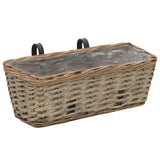 Balcony Planter 2 pcs Wicker with PE Lining 40 cm - Front View