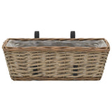 Balcony Planter 2 pcs Wicker with PE Lining 40 cm - Side View
