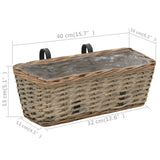 Balcony Planter 2 pcs Wicker with PE Lining 40 cm - Rear View