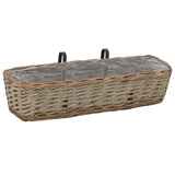 Balcony Planter 2 pcs Wicker with PE Lining 60 cm - Front View