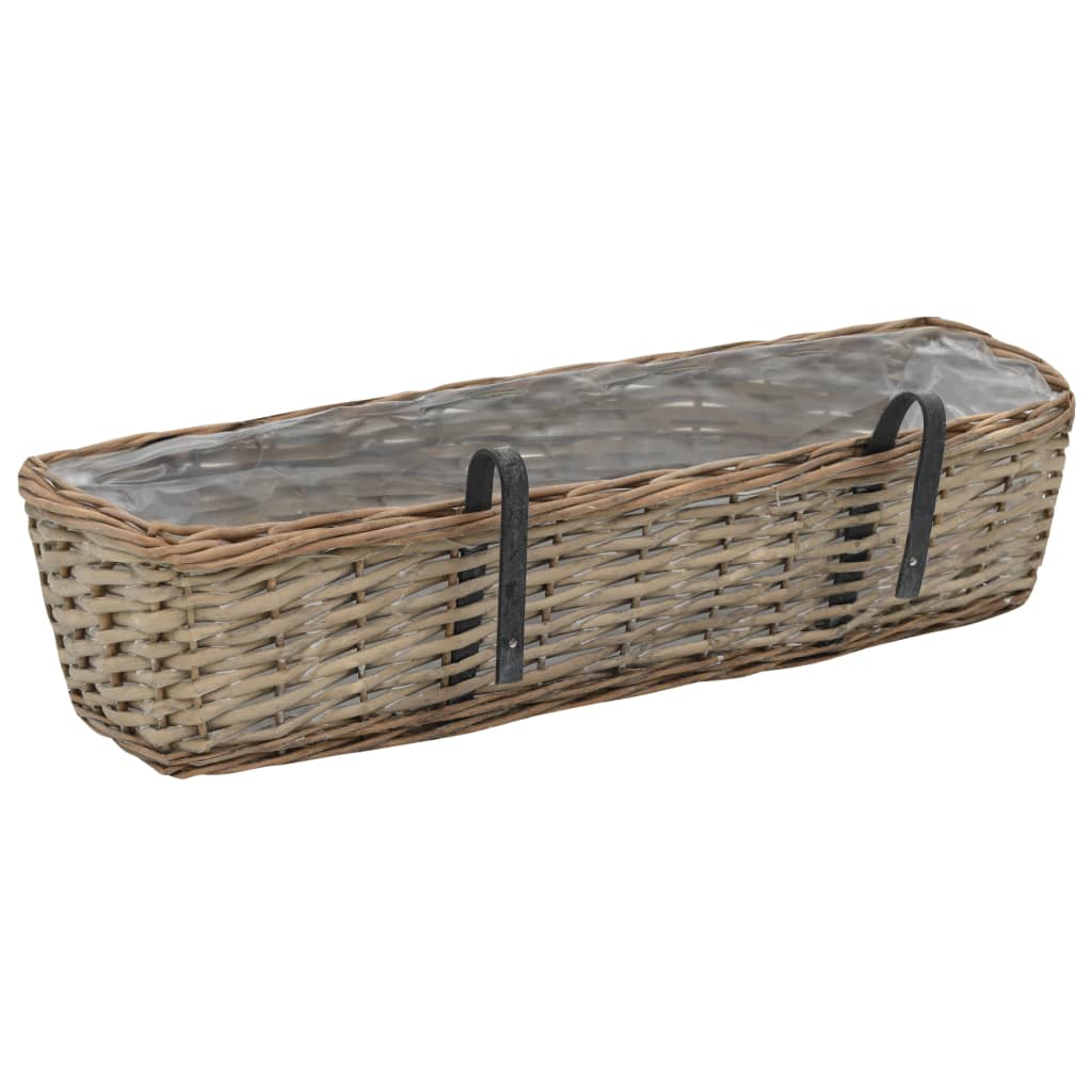 Balcony Planter 2 pcs Wicker with PE Lining 60 cm